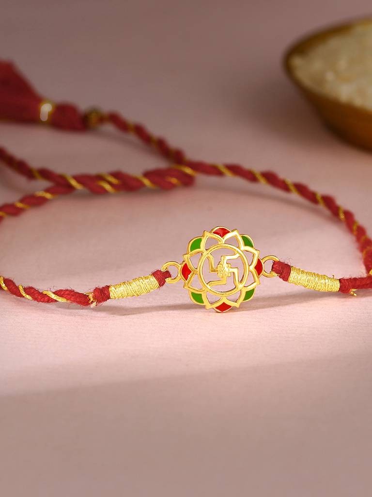 Giva Golden Classic Swastik Rakhi : RK0296