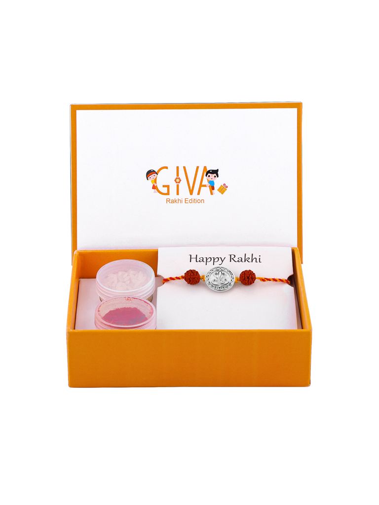 Giva Silver Vignesha Rudraksha Rakhi : RK0299