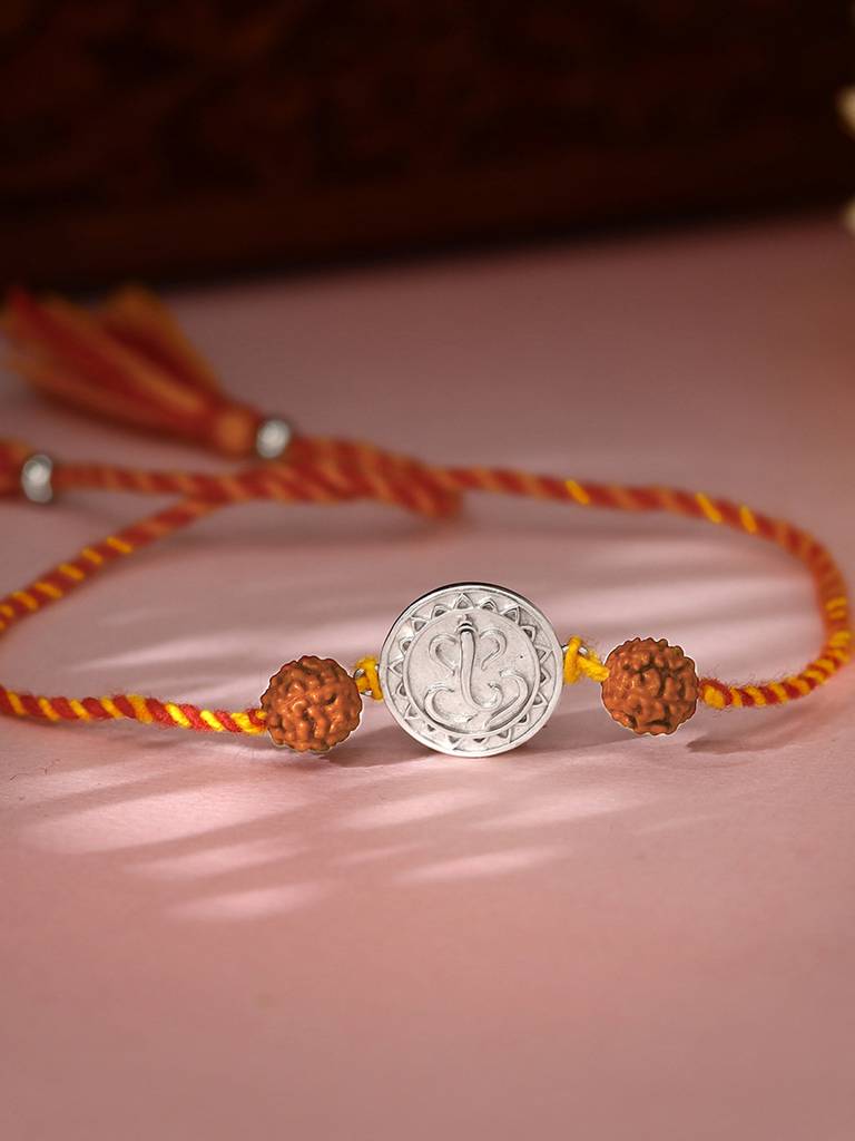 Giva Silver Vignesha Rudraksha Rakhi : RK0299