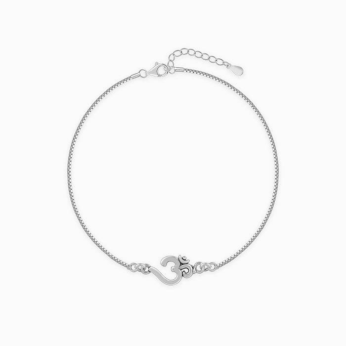 Silver Minimal Om Bracelet Rakhi : RK0356