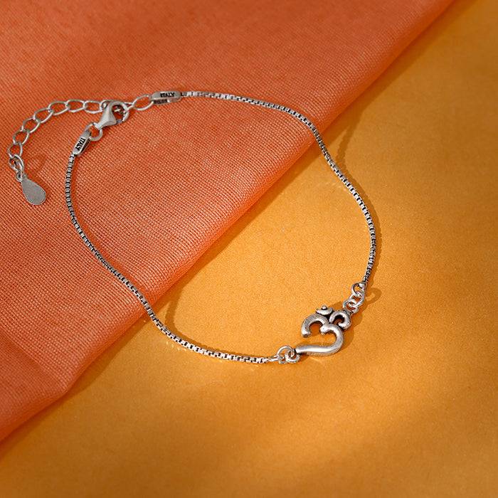 Silver Minimal Om Bracelet Rakhi : RK0356