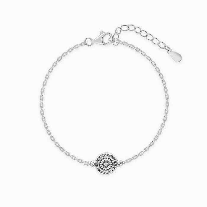 Silver Vintage Floral Bracelet Rakhi : RK0358