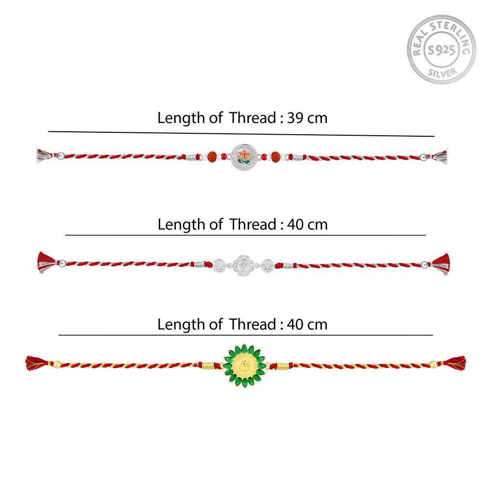 Giva 925 Silver Ekadanta Rakhi Combo (Set Of 3)| Raksha Bandhan Rakhi For Men | Gift For Men & Boys | Wit : RK0409RK0415RK0423