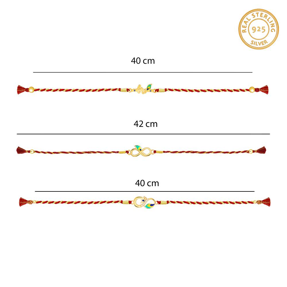 Giva 925 Silver Golden Mor Rakhi Combo (Set Of 3)| Raksha Bandhan Rakhi For Men | Gift For Men & Boys | W : RK0416RK0417RK0418