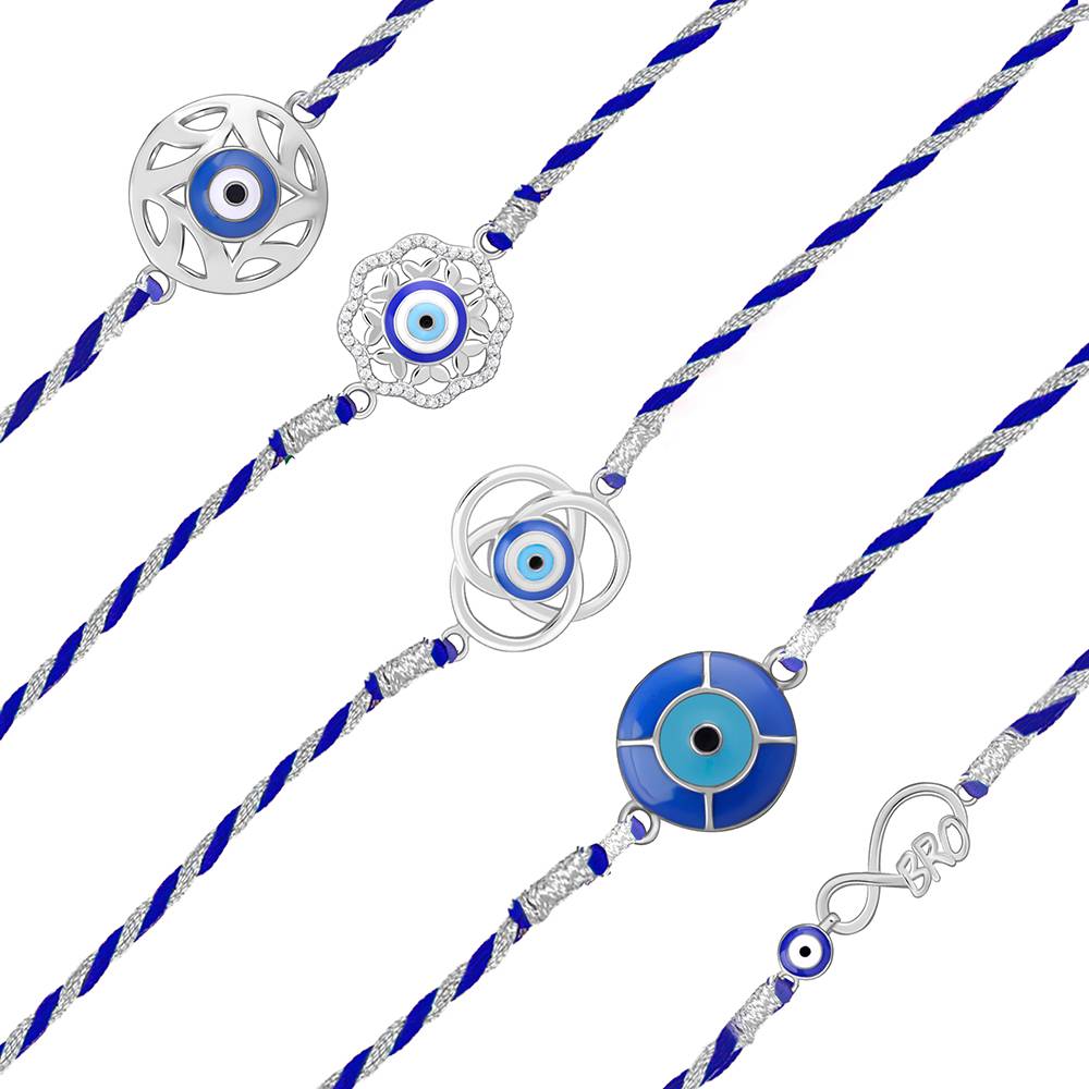 Giva 925 Silver Guardian Gaze Rakhi Combo (Set Of 5)| Raksha Bandhan Rakhi For Men | Gift For : RK0419RK0420RK0421RK0463RK0413