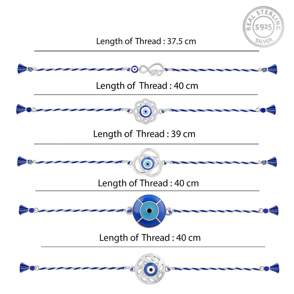 Giva 925 Silver Guardian Gaze Rakhi Combo (Set Of 5)| Raksha Bandhan Rakhi For Men | Gift For : RK0419RK0420RK0421RK0463RK0413