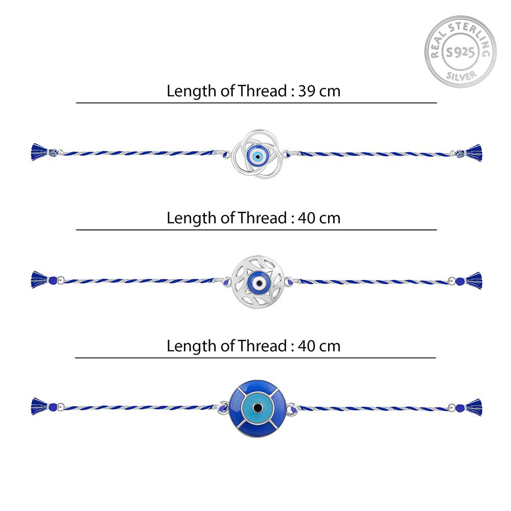 Giva 925 Silver Nazar Rakhi Combo (Set Of 3)| Raksha Bandhan Rakhi For Men | Gift For Men & Boys | With C : RK0419RK0420RK0421