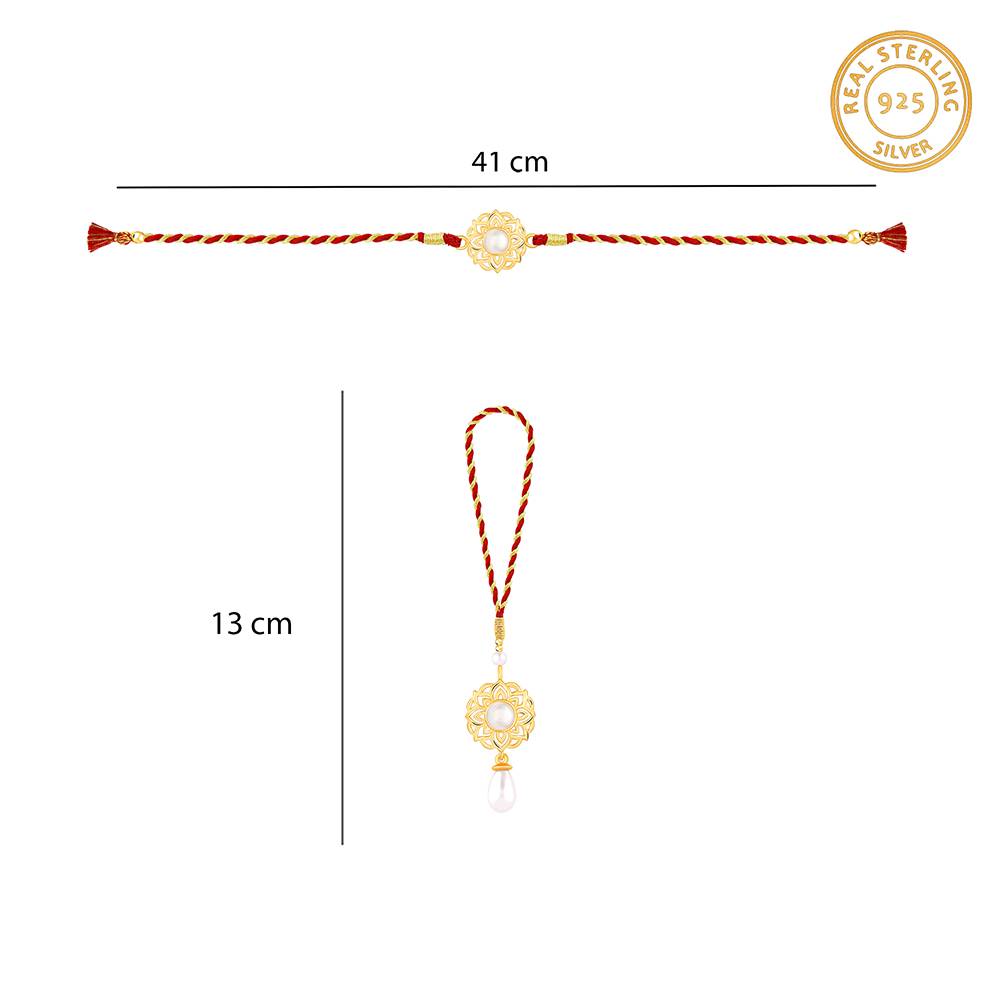 Giva 925 Silver Golden Floral Bhaiya Bhabhi Rakhi Combo (Set Of 2)| Raksha Bandhan Rakhi For Couple | Gift For  : RK0424RK0425