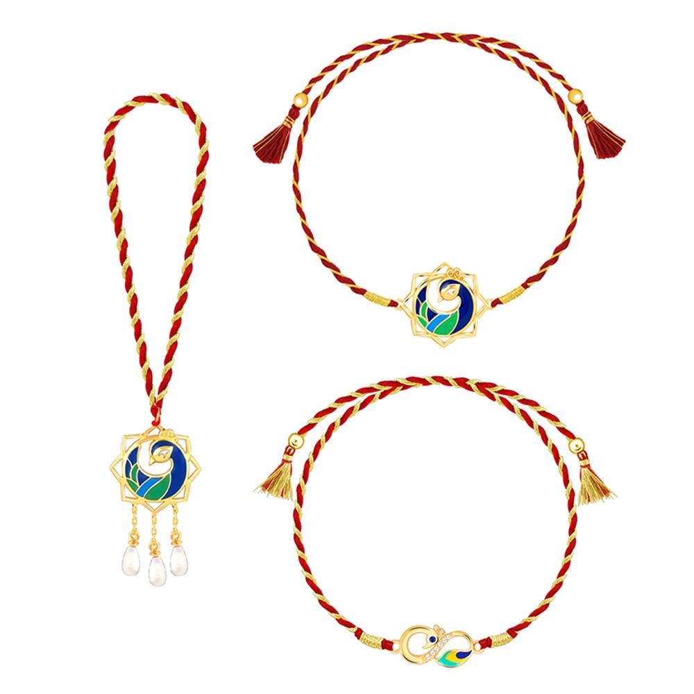 Giva 925 Silver Golden Morbandhan Bhaiya Bhabhi Rakhi Combo (Set Of 3)| Raksha Bandhan Rakhi For Couple | : RK0428RK0429RK0416