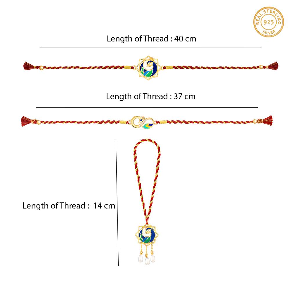 Giva 925 Silver Golden Morbandhan Bhaiya Bhabhi Rakhi Combo (Set Of 3)| Raksha Bandhan Rakhi For Couple | : RK0428RK0429RK0416