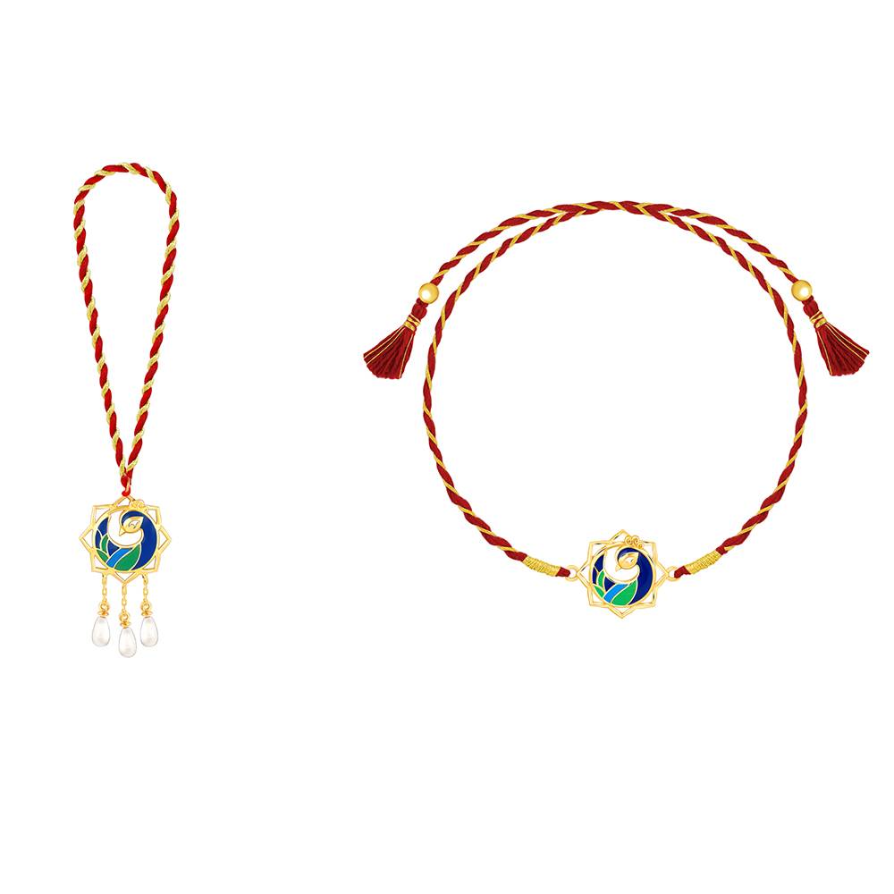 Giva 925 Silver Golden Mor Bhaiya Bhabhi Rakhi Combo (Set Of 2)| Raksha Bandhan Rakhi For Couple | Gift For Cou : RK0428RK0429