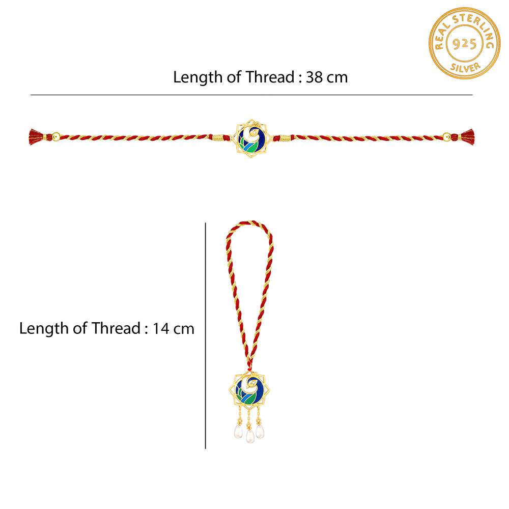 Giva 925 Silver Golden Mor Bhaiya Bhabhi Rakhi Combo (Set Of 2)| Raksha Bandhan Rakhi For Couple | Gift For Cou : RK0428RK0429