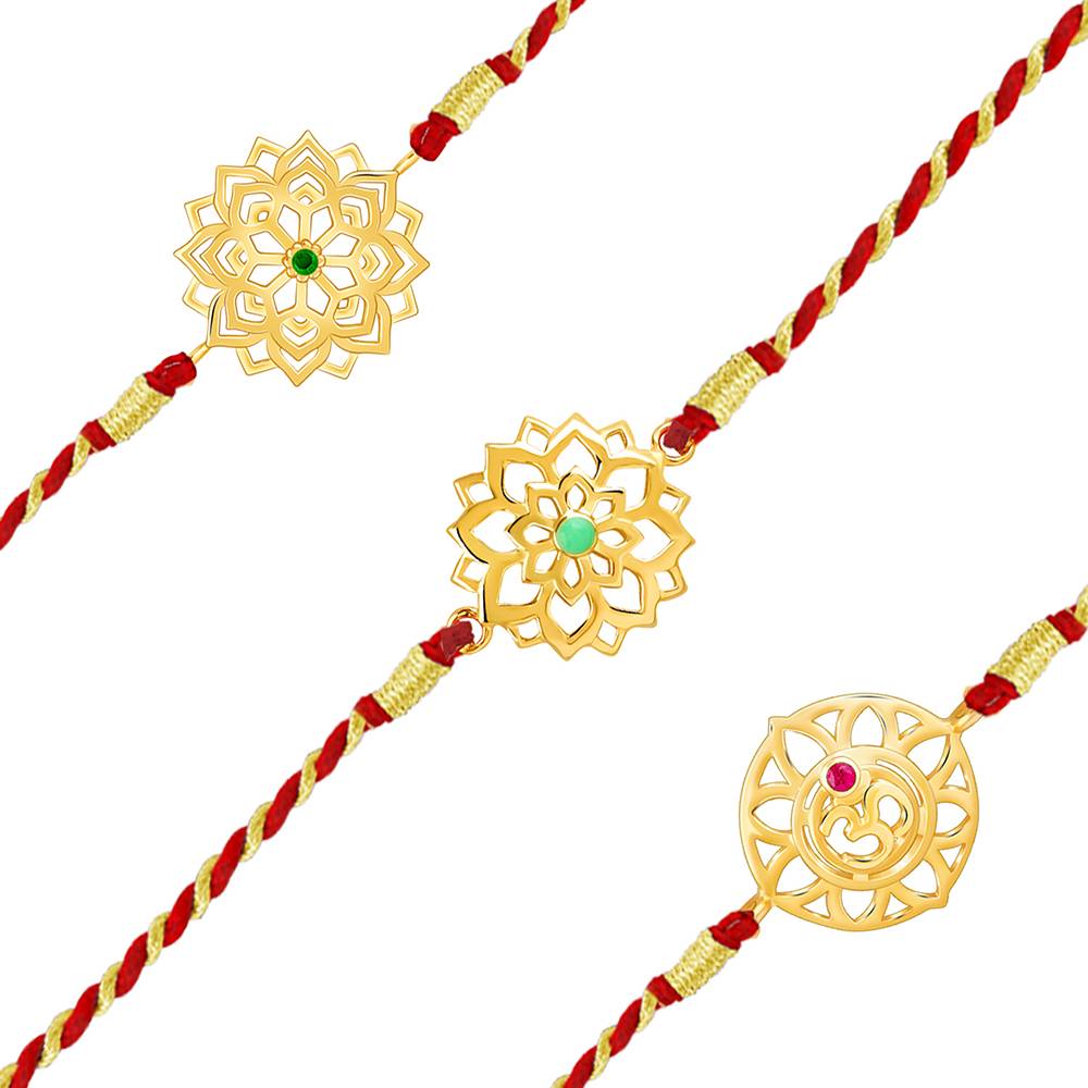 Giva 925 Silver Golden Floral Rakhi Combo (Set Of 3)| Raksha Bandhan Rakhi For Men | Gift For Men & Boys  : RK0433RK0435RK0438