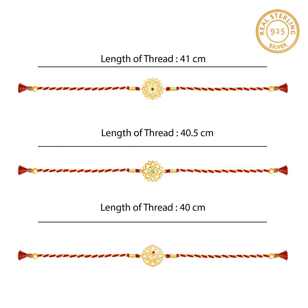 Giva 925 Silver Golden Floral Rakhi Combo (Set Of 3)| Raksha Bandhan Rakhi For Men | Gift For Men & Boys  : RK0433RK0435RK0438