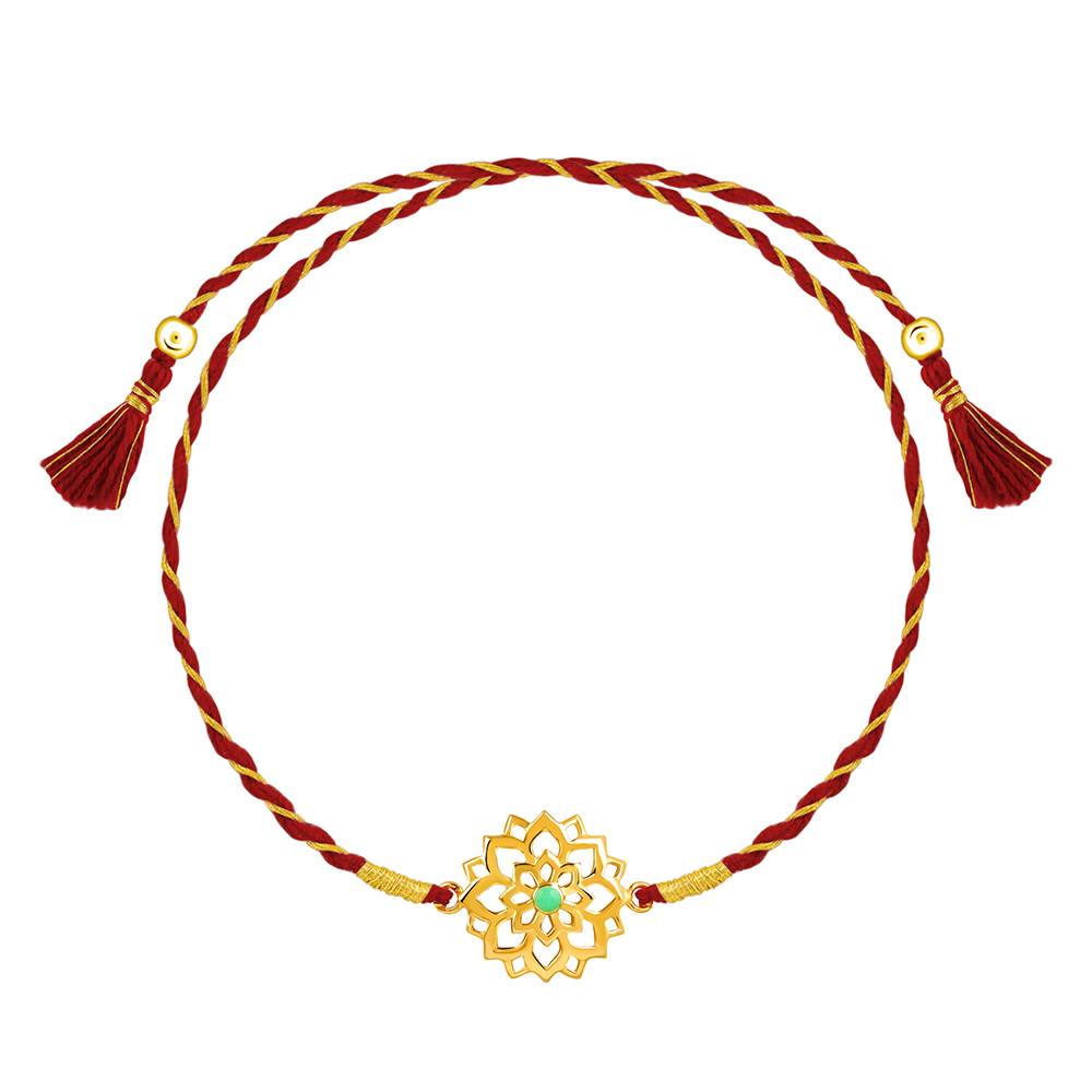 925 Silver Golden Floret Rakhi : RK0435