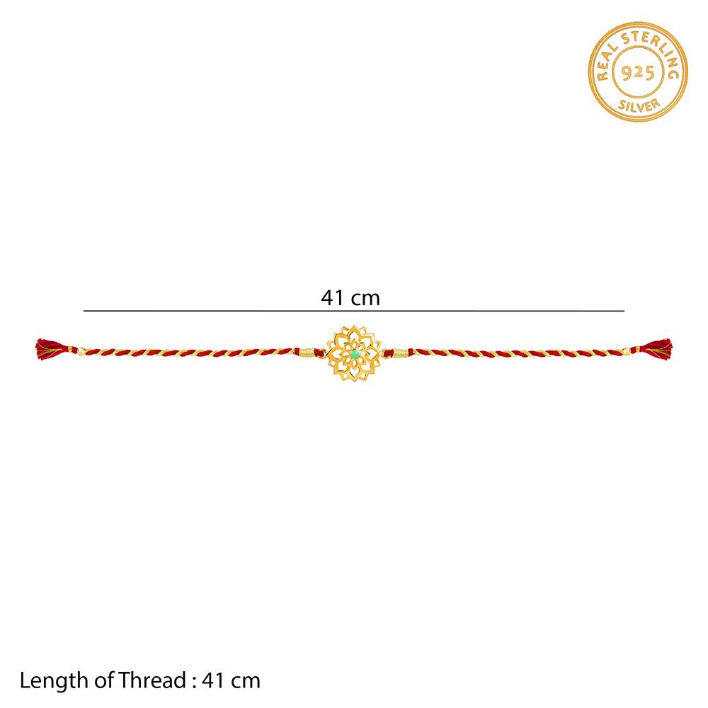 925 Silver Golden Floret Rakhi : RK0435