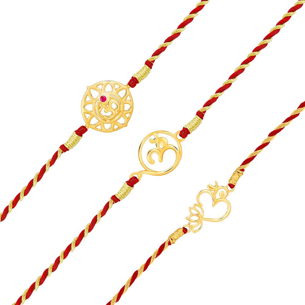 Giva 925 Silver Golden Omkara Rakhi Combo (Set Of 3)| Raksha Bandhan Rakhi For Men | Gift For Men & Boys  : RK0485RK0486RK0438