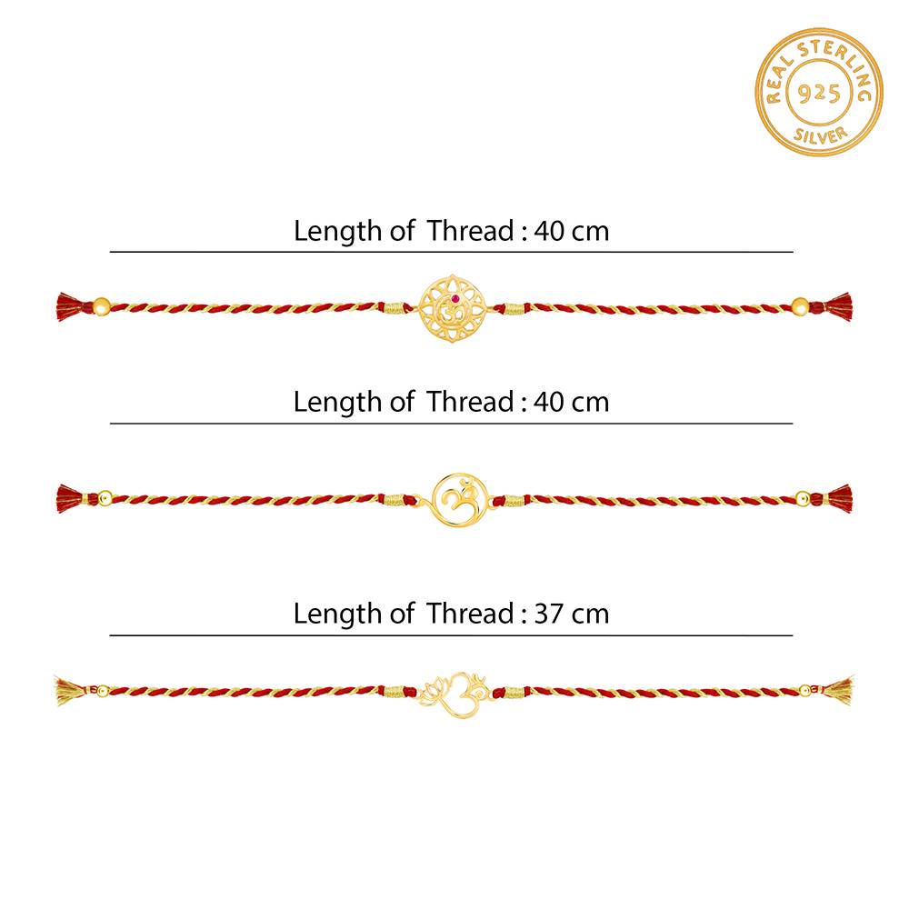 Giva 925 Silver Golden Omkara Rakhi Combo (Set Of 3)| Raksha Bandhan Rakhi For Men | Gift For Men & Boys  : RK0485RK0486RK0438