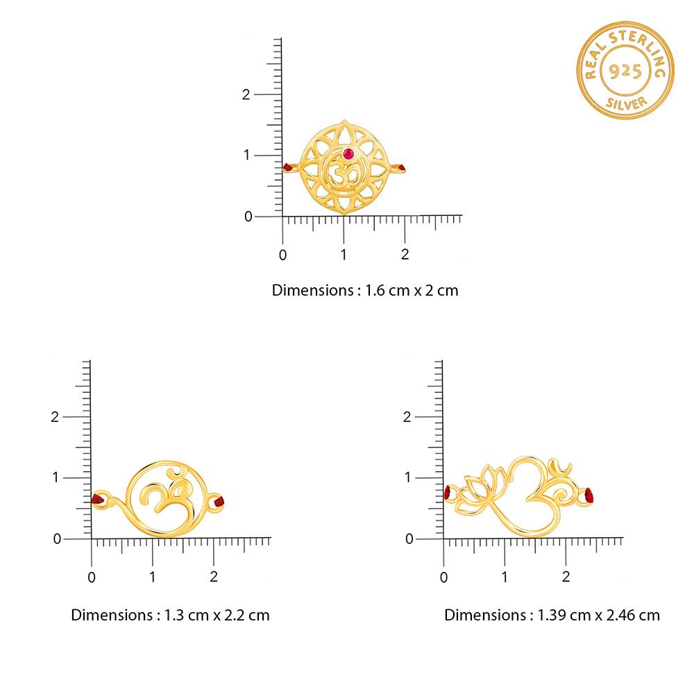 Giva 925 Silver Golden Omkara Rakhi Combo (Set Of 3)| Raksha Bandhan Rakhi For Men | Gift For Men & Boys  : RK0485RK0486RK0438