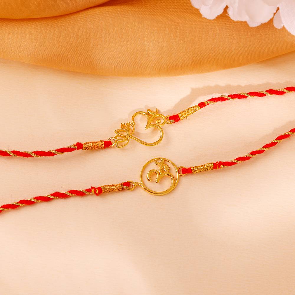 Eternz Certified Jewellery - GIVA925 Silver Golden Sacred Bloom Rakhi Combo (Set Of 2)
