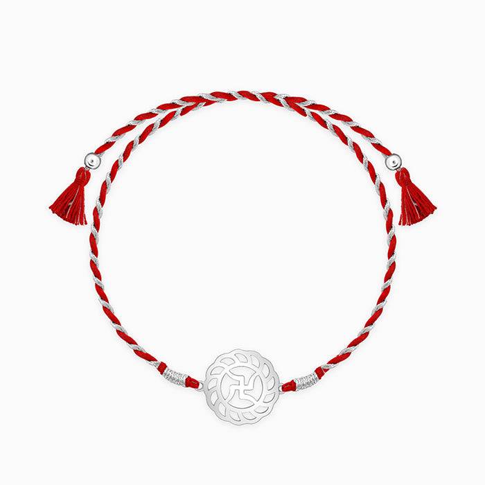 Silver Auspicious Rakhi : RK049