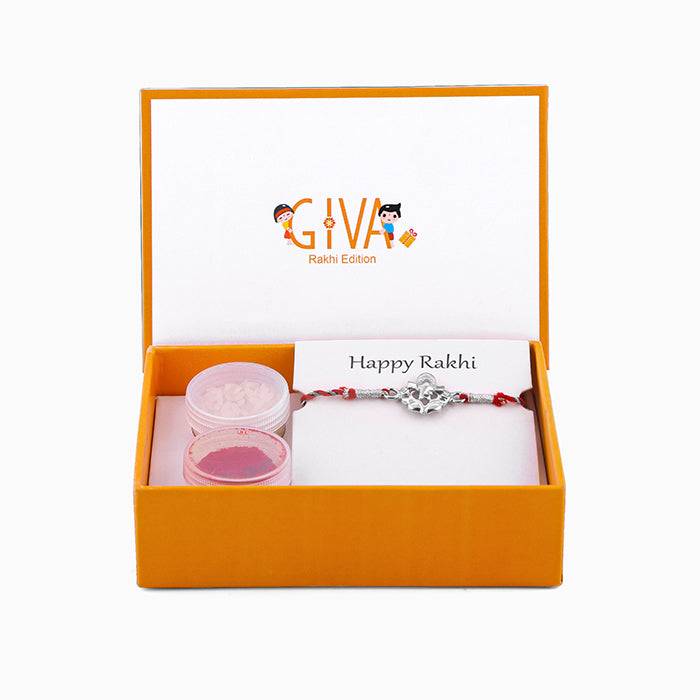 Silver Leaf Ganesha Rakhi : RK098