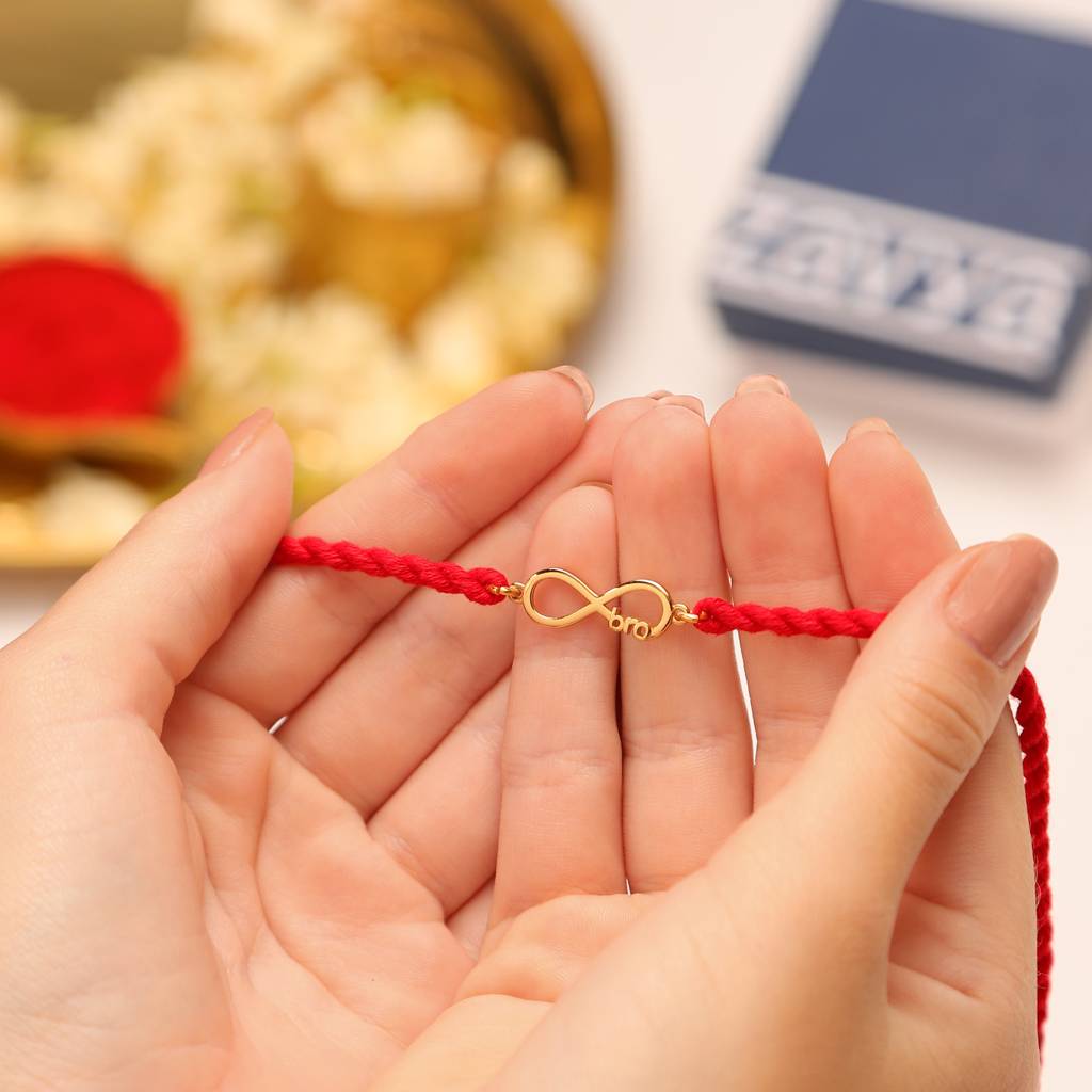 Eternal Bond Gold-Plated 925 Sterling Silver Rakhi : RKH-10010-G-N