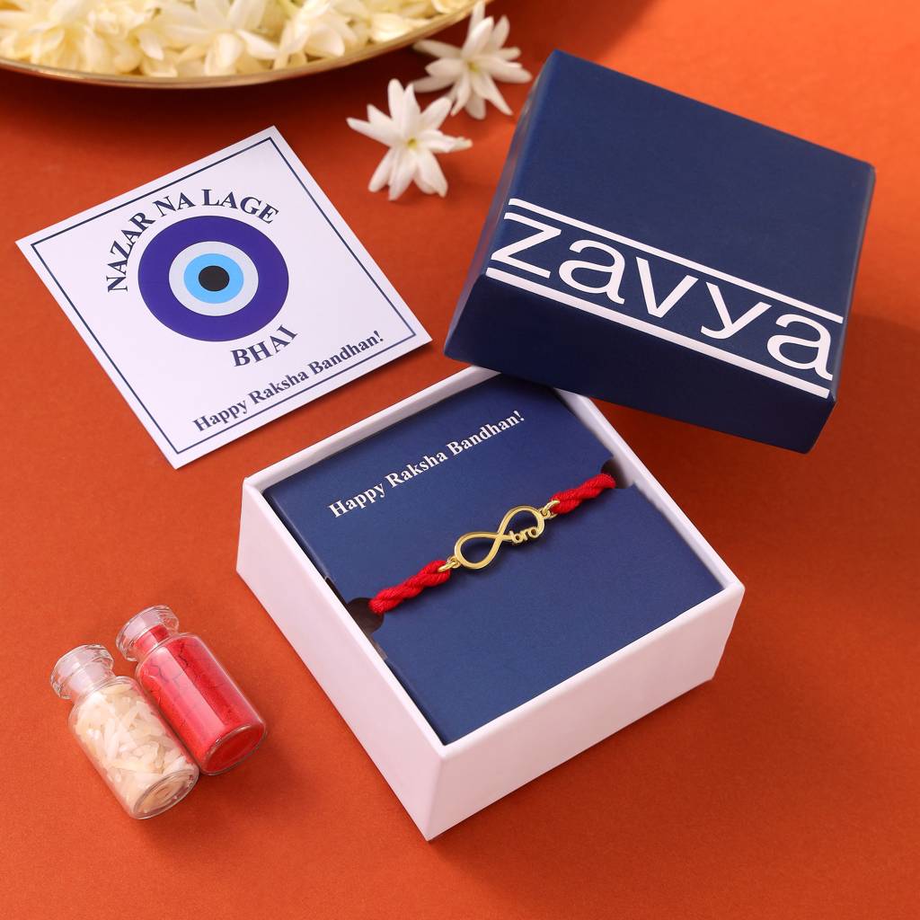 Eternal Bond Gold-Plated 925 Sterling Silver Rakhi : RKH-10010-G-N