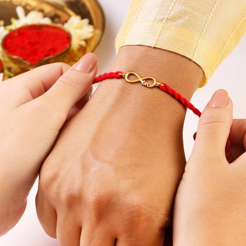 Eternal Bond Gold-Plated 925 Sterling Silver Rakhi : RKH-10010-G-N