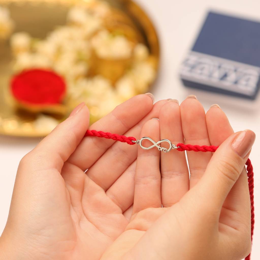 Eternal Bond Rhodium Plated 925 Sterling Silver Rakhi : RKH-10010-R-N
