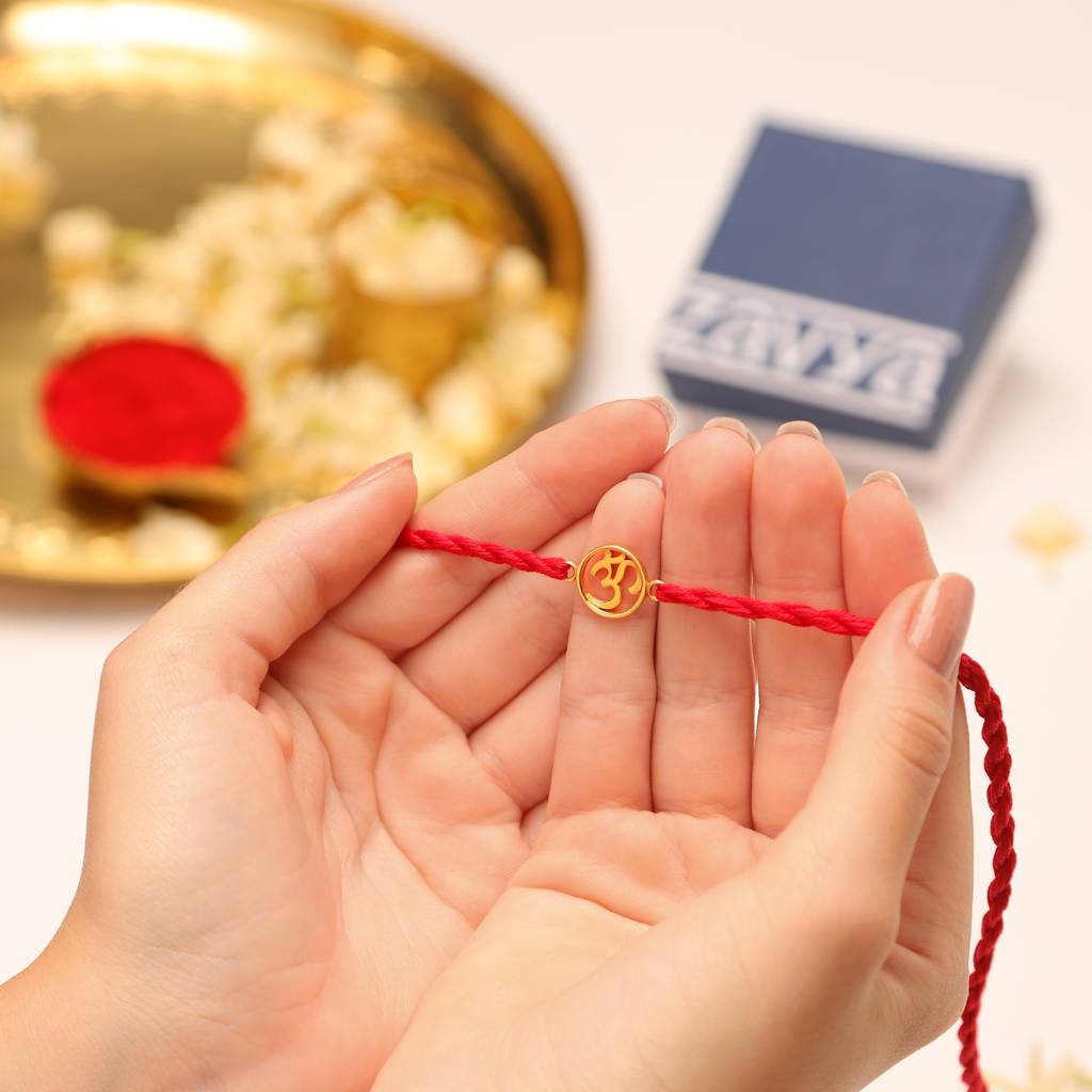 Divine Bonds: The Om-Infused 925 Sterling Silver Thread Rakhi : RKH-10022-G