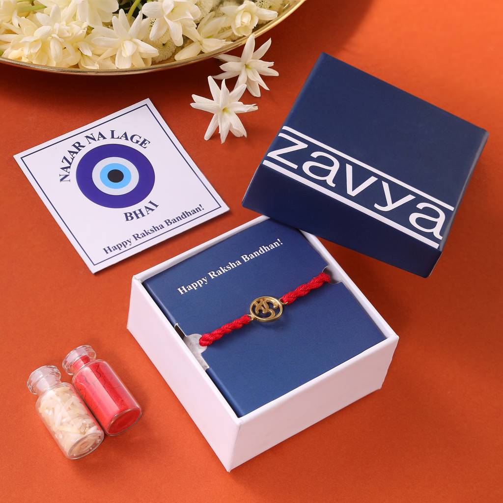Divine Bonds: The Om-Infused 925 Sterling Silver Thread Rakhi : RKH-10022-G