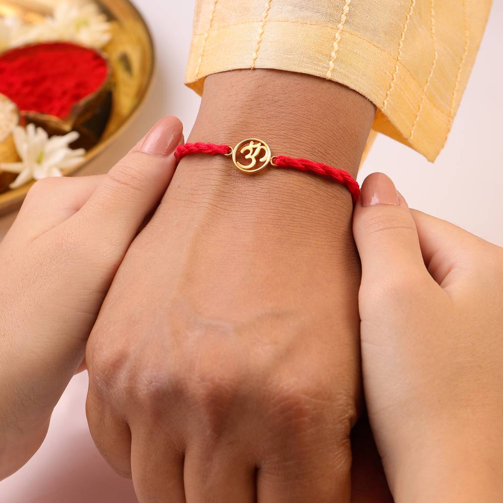 Divine Bonds: The Om-Infused 925 Sterling Silver Thread Rakhi : RKH-10022-G
