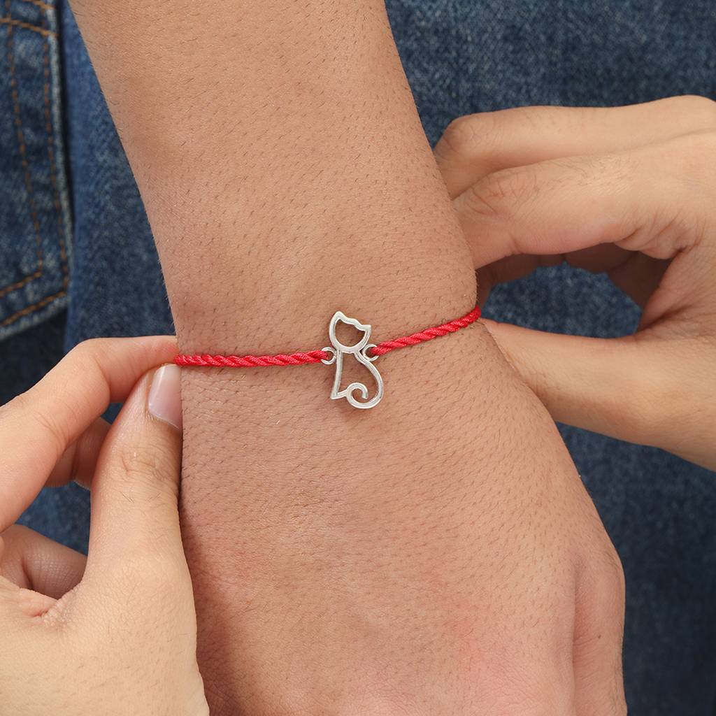 Whiskers And Love Rhodium-Plated Sterling Silver Rakhi For Kids : RKH-10032-R