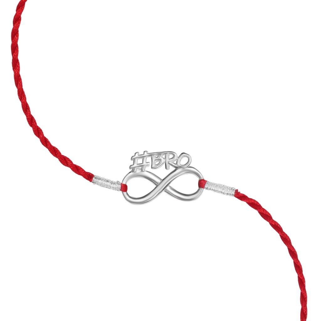Classic Bro Infinity Rhodium-Plated Sterling Silver Rakhi For Him : RKH-10035-R