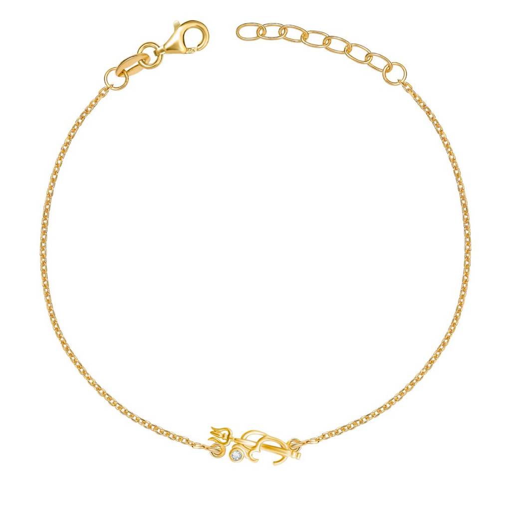 Shiva Trishul & Om With Cz Gold-Plated Sterling Silver Rakhi For Him : RKH-10041-G