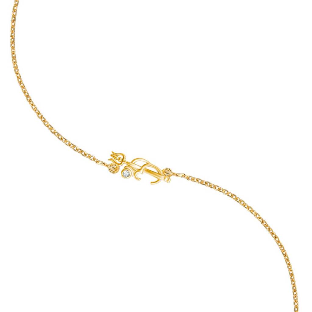 Shiva Trishul & Om With Cz Gold-Plated Sterling Silver Rakhi For Him : RKH-10041-G