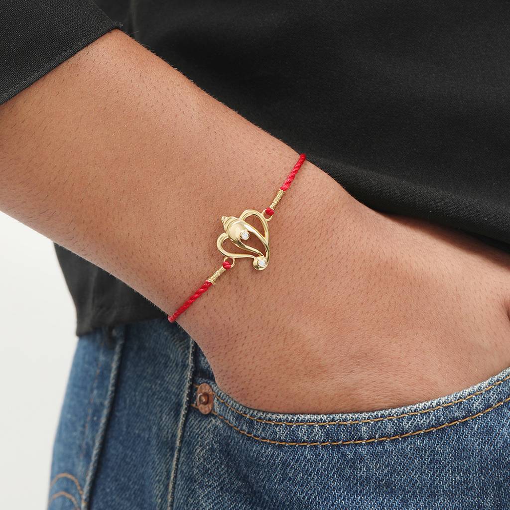 Sacred Ganesh Ji With Cz Gold-Plated Sterling Silver Rakhi : RKH-10048-G