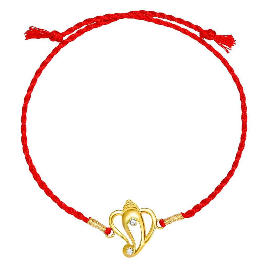 Sacred Ganesh Ji With Cz Gold-Plated Sterling Silver Rakhi : RKH-10048-G