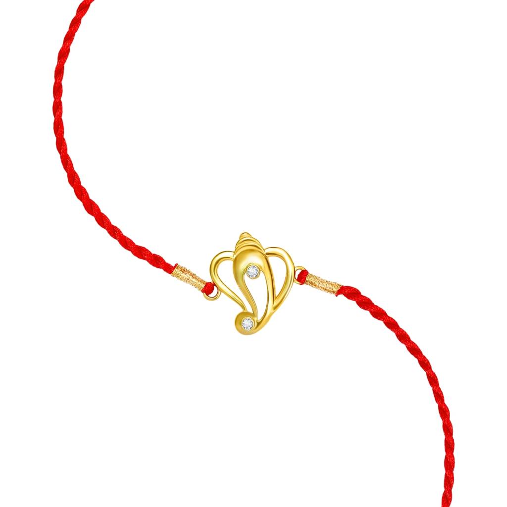 Sacred Ganesh Ji With Cz Gold-Plated Sterling Silver Rakhi : RKH-10048-G
