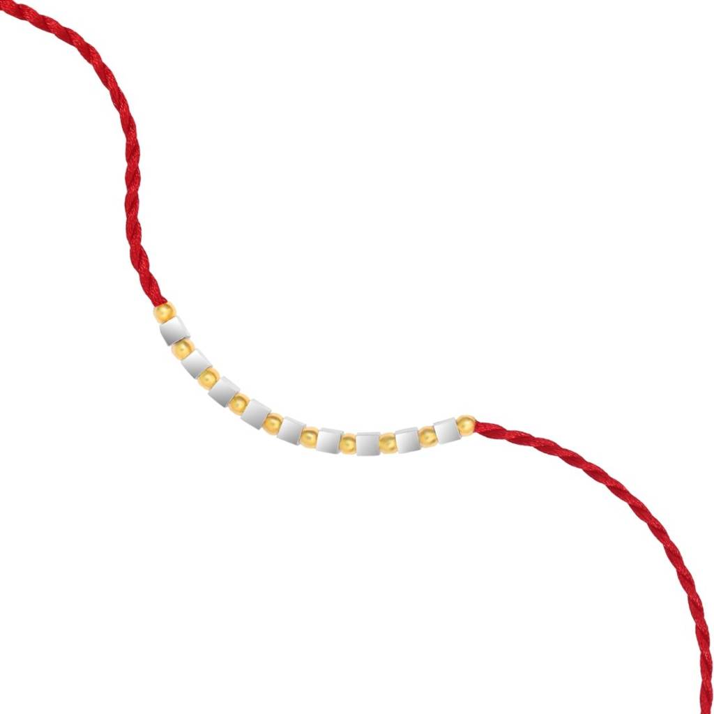 Ball Bar Radiant Gold-Plated Sterling Silver Rakhi For Him : RKH-10053-GR