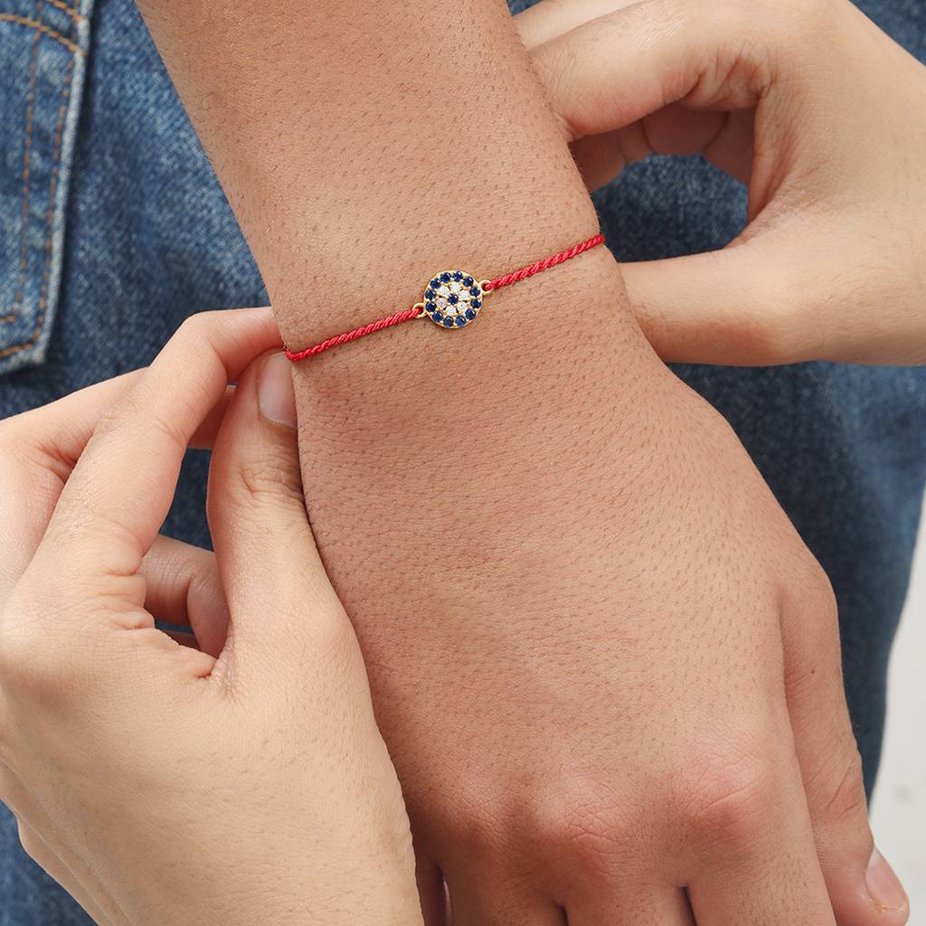 Radiant Elegance With Cz Gold-Plated Sterling Silver Rakhi For Him : RKH-10058-G