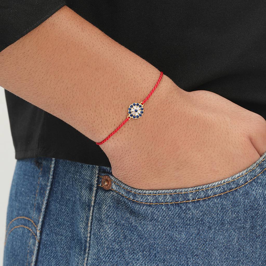 Radiant Elegance With Cz Gold-Plated Sterling Silver Rakhi For Him : RKH-10058-G