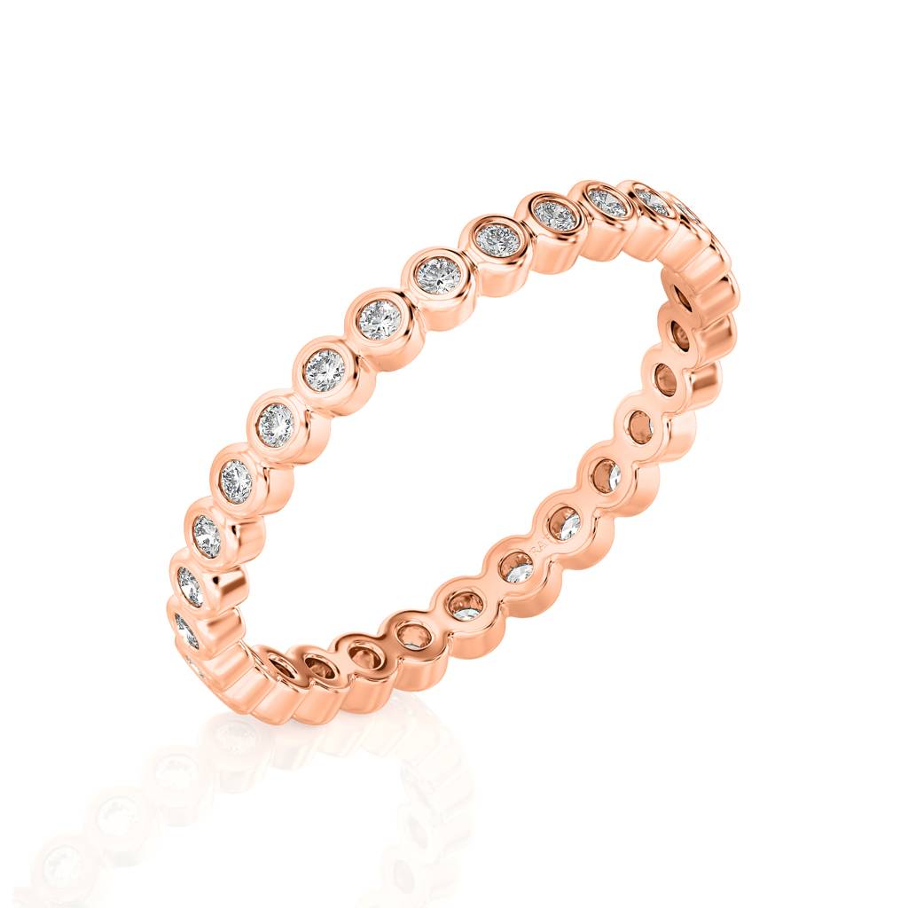 Solid Gold Diamond Bezel Eternity Band : RN1052-14KRWD