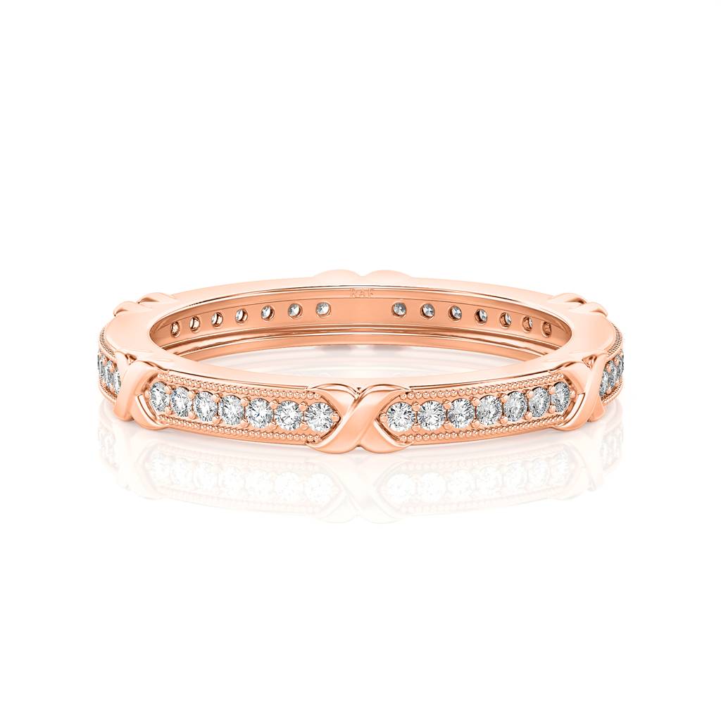 Solid Gold Diamond X Stacking Ring : RN246-14KRWD