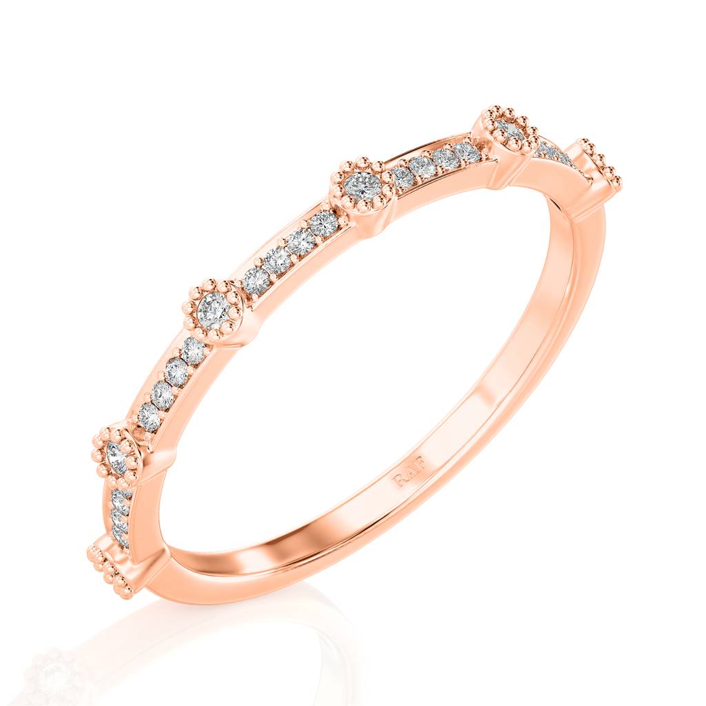 Solid Gold Diamond Minimalist Wedding Band : RN252-14KRWD