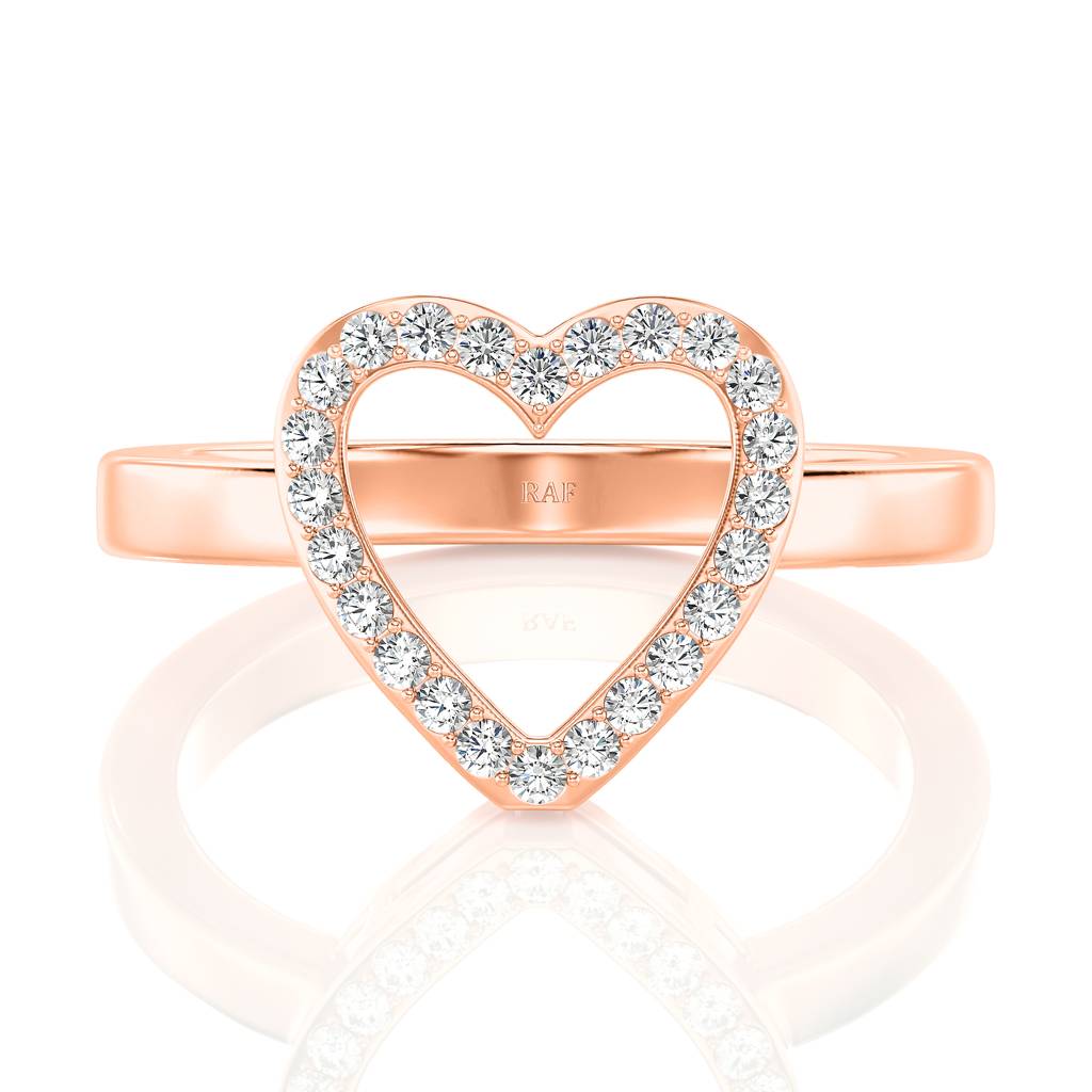 Solid Gold Open Heart Diamond Ring Solid Gold Open Heart Diamond