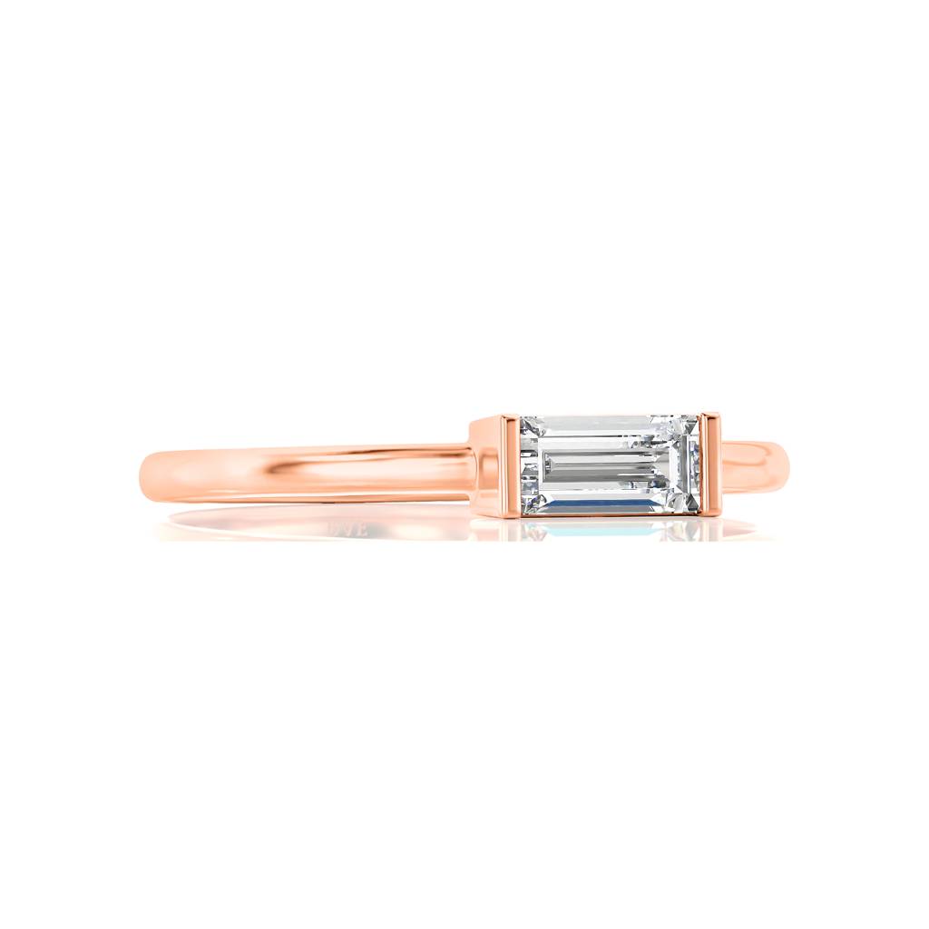 Solid Gold Solitaire Baguette White Topaz Ring : RN913-14KRWT