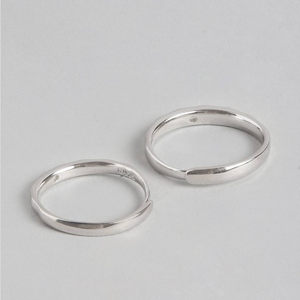 Solid Cz Rhodium Plated 925 Sterling Silver Couple Ring : RNG-40039