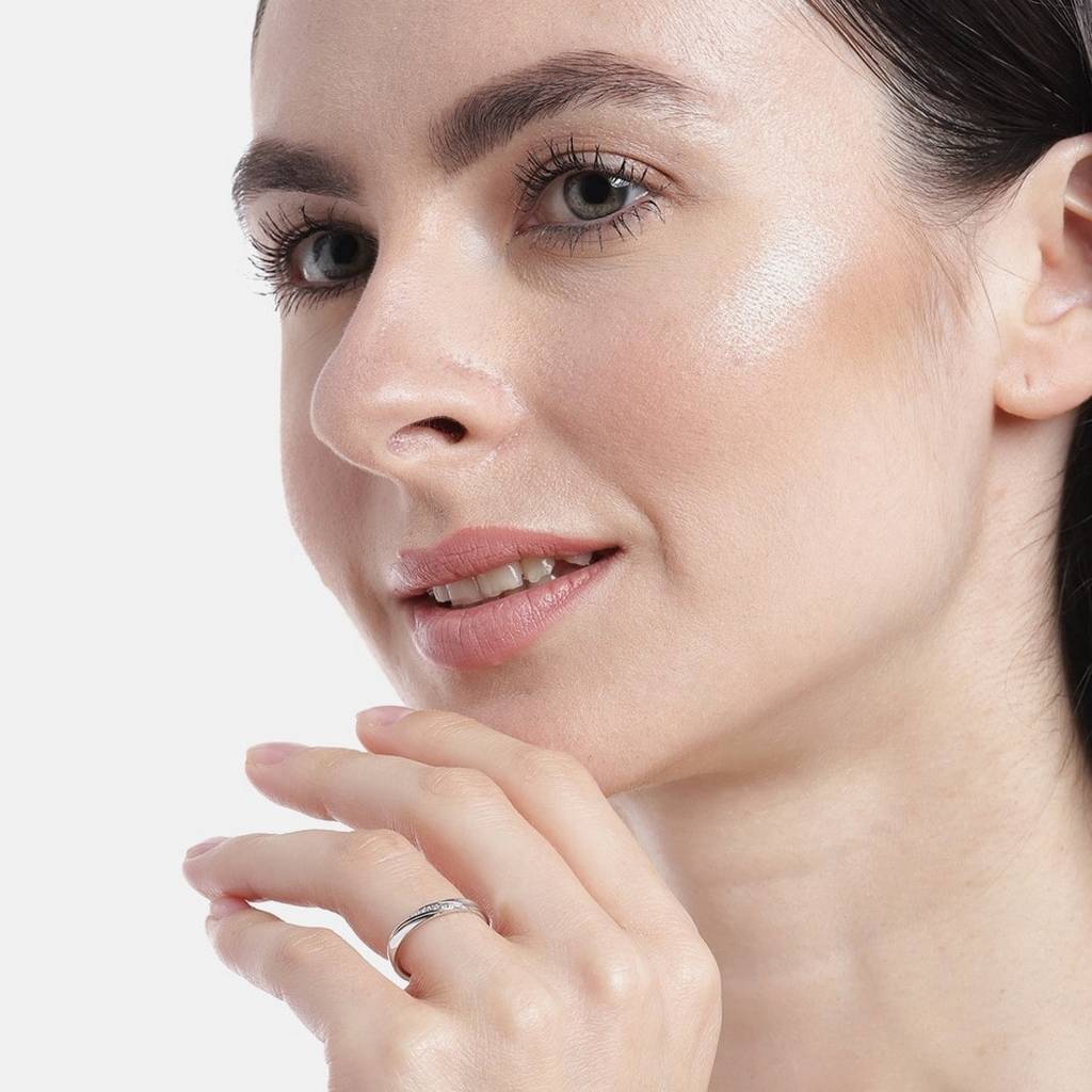 Waves Cz Rhodium Plated 925 Sterling Silver Ring : RNG-40114